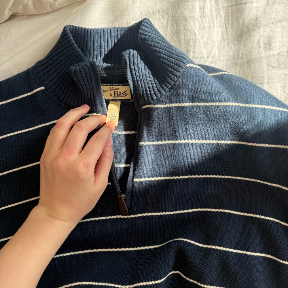 vintage navy quarter zip sweater L - Picture 6 of 14